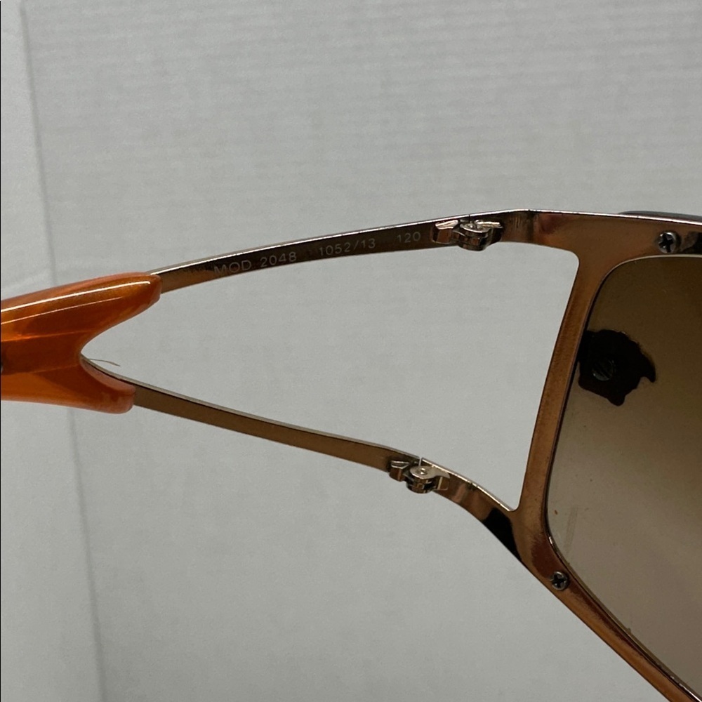 Versace Sunglasses Mod 2048 Vintage Oversized Designer Shield Glasses Orange - Picture 10 of 13